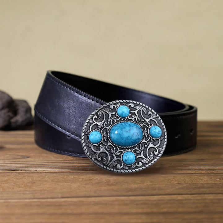 Ceinture en cuir à boucle turquoise pour homme avec motif cowboy western