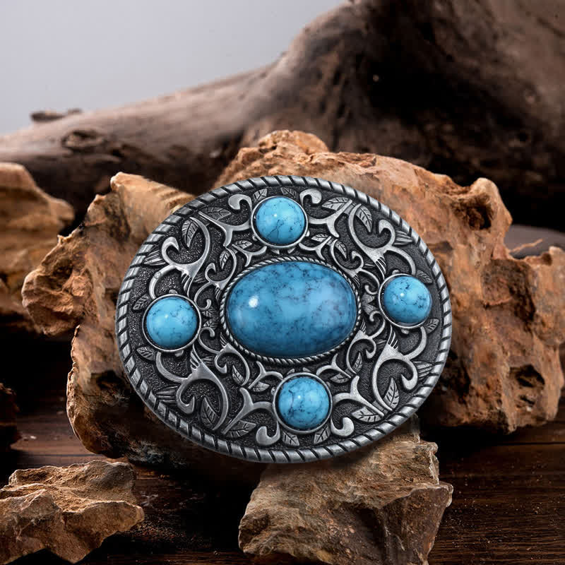 Ceinture en cuir à boucle turquoise pour homme avec motif cowboy western
