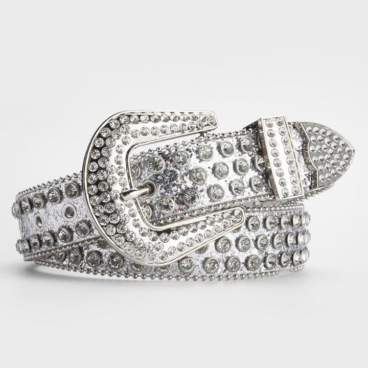 Ceinture en cuir cloutée avec strass brillants