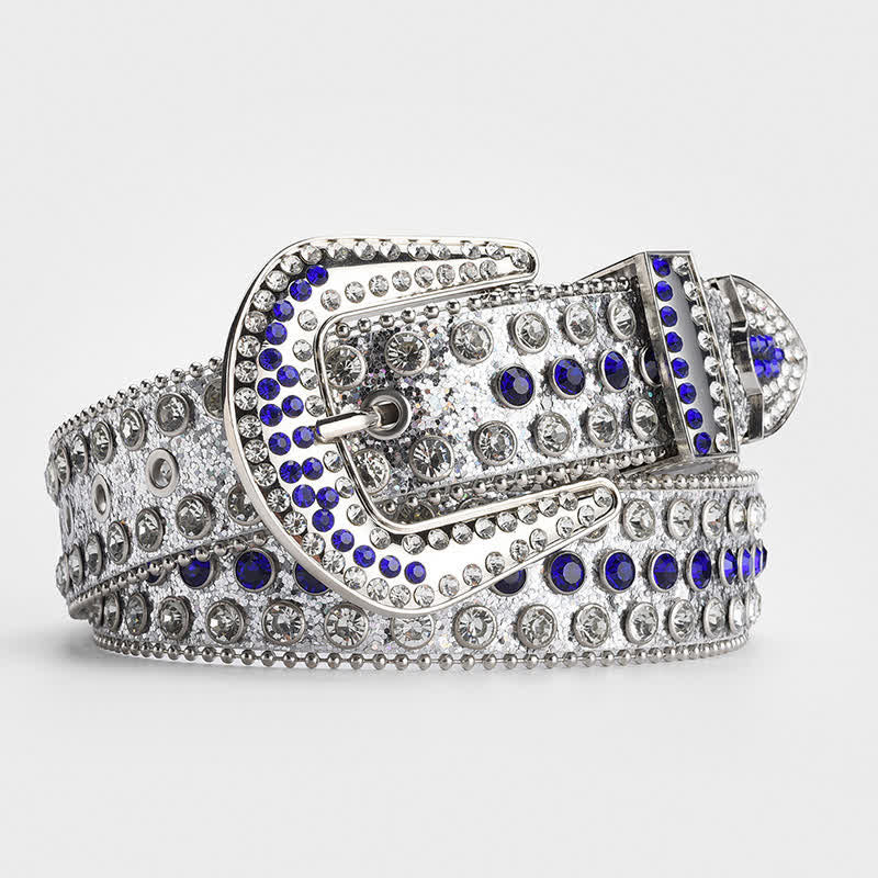 Ceinture en cuir cloutée avec strass brillants