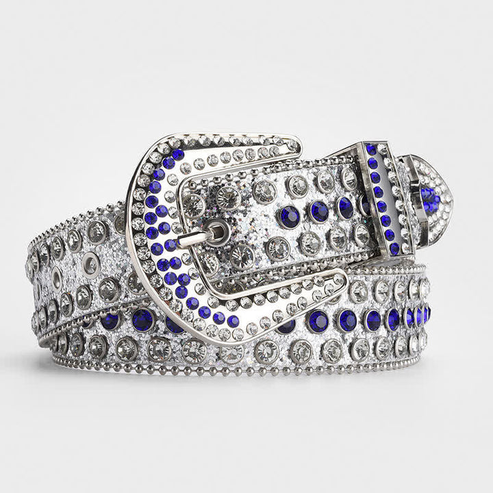 Ceinture en cuir cloutée avec strass brillants