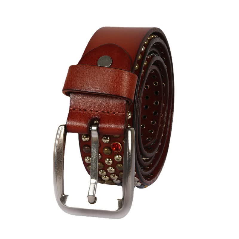 Ceinture en cuir élégante avec rivets cloutés et strass
