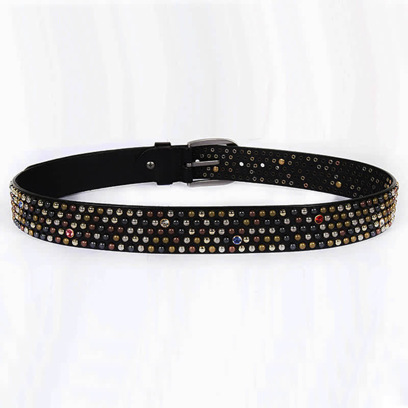 Ceinture en cuir élégante avec rivets cloutés et strass