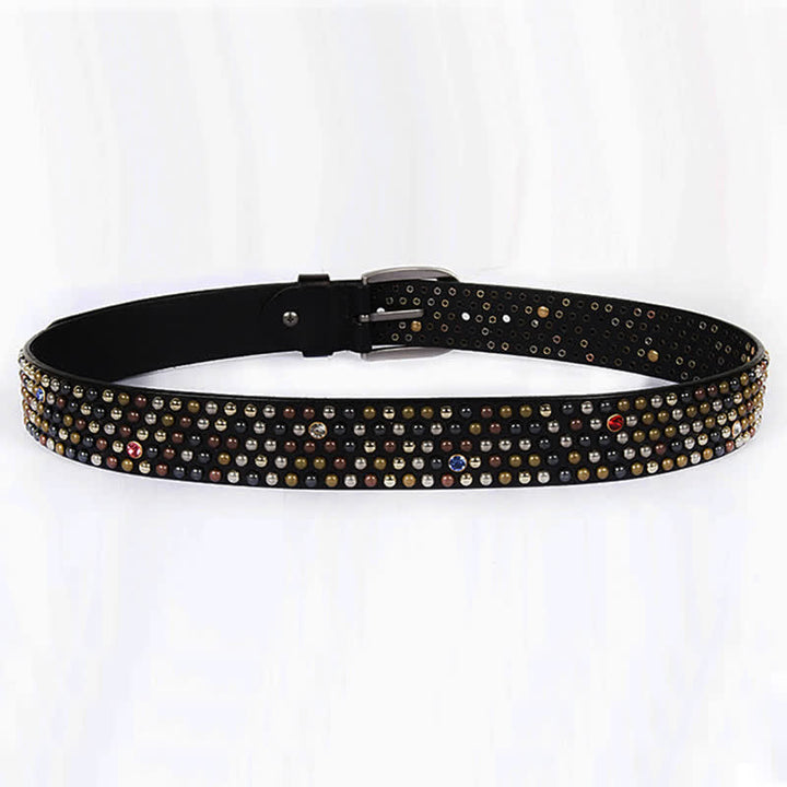 Ceinture en cuir élégante avec rivets cloutés et strass