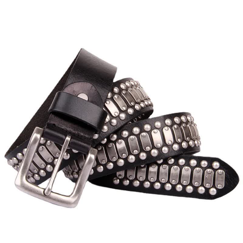 Ceinture en cuir cloutée à rivets en métal style rock décontracté