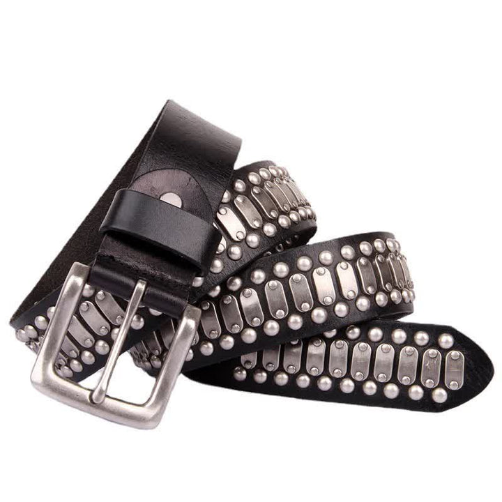 Ceinture en cuir cloutée à rivets en métal style rock décontracté
