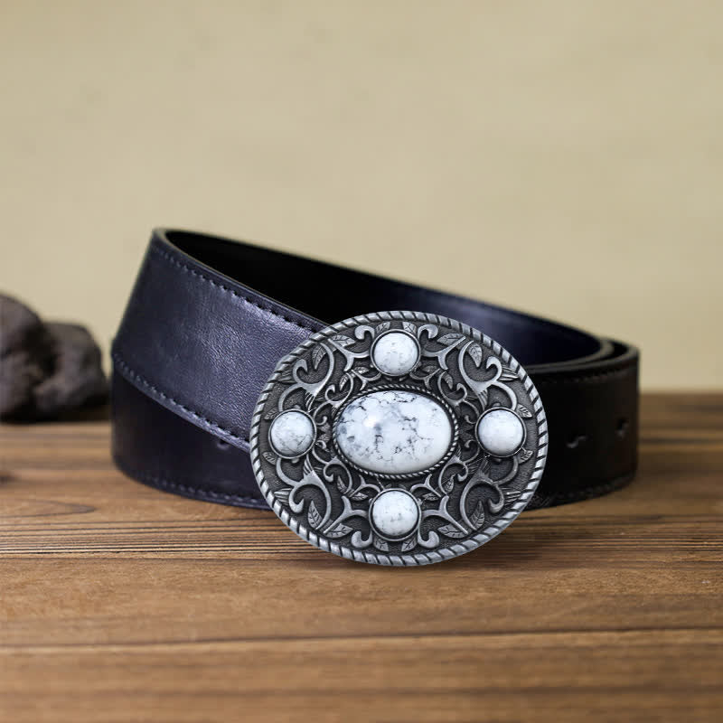 Ceinture en cuir à boucle turquoise pour homme avec motif cowboy western
