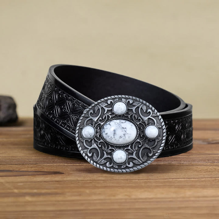 Ceinture en cuir à boucle turquoise pour homme avec motif cowboy western