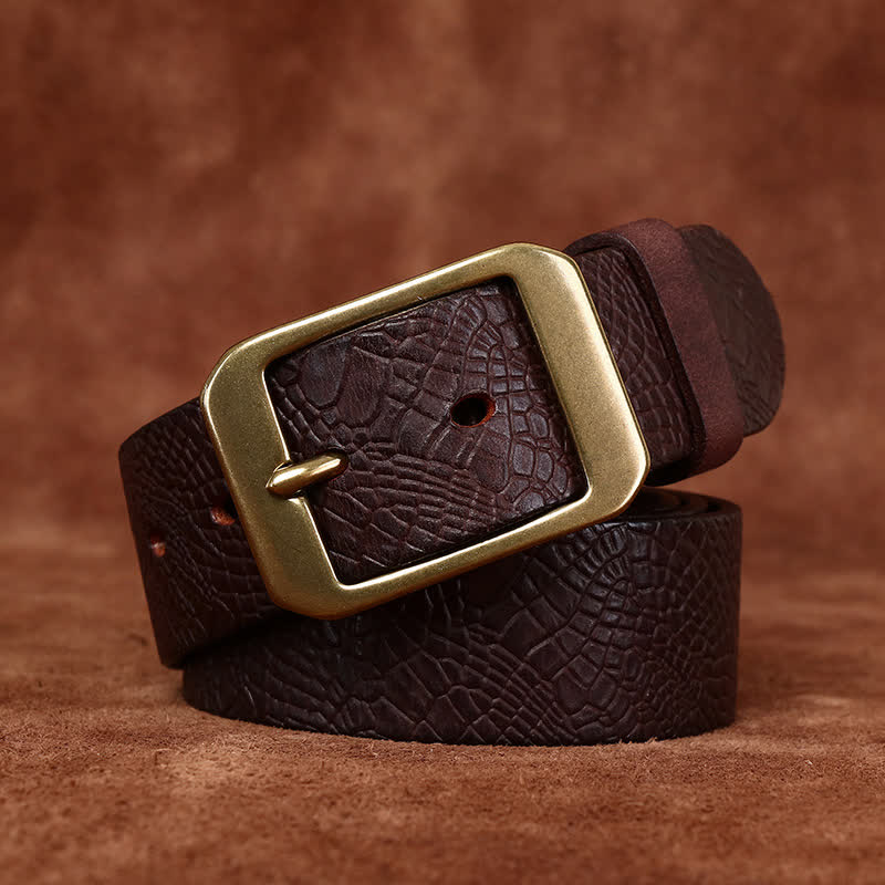 Ceinture en cuir pleine fleur à imprimé crocodile pour homme