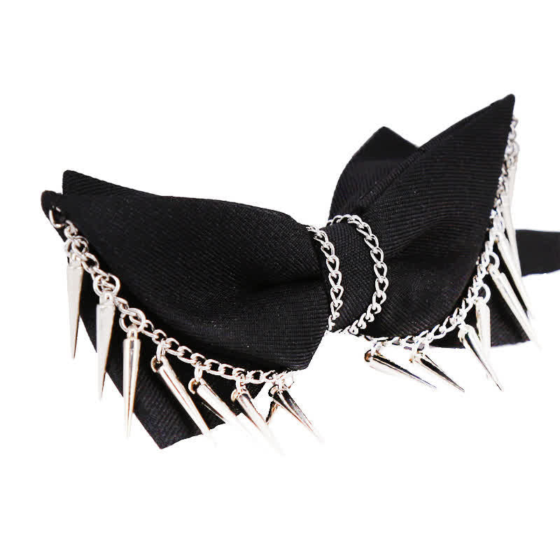 Nœud papillon à chaîne et pompons style punk pour homme