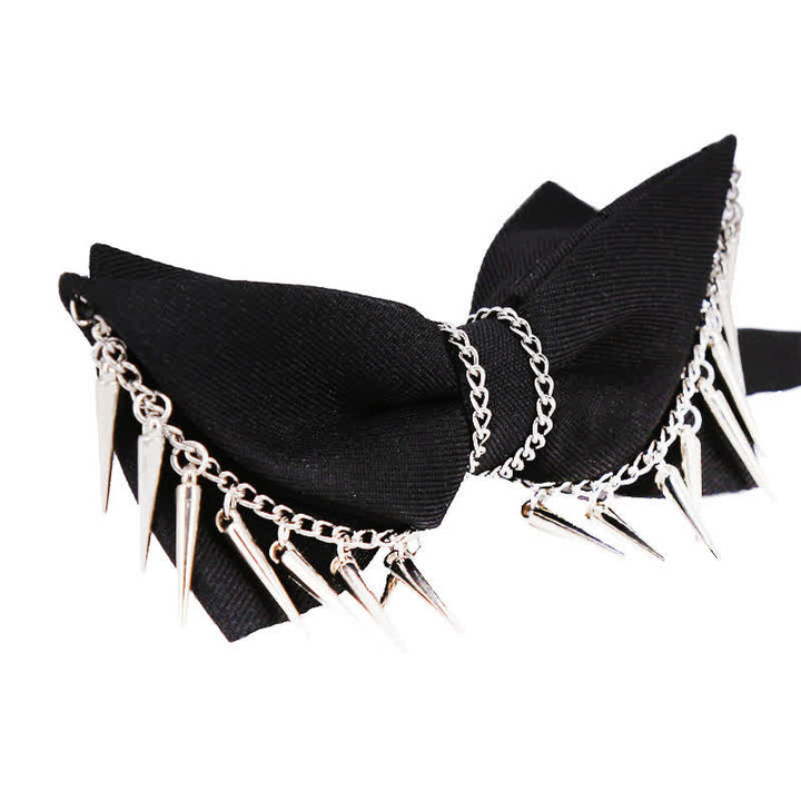 Nœud papillon à chaîne et pompons style punk pour homme