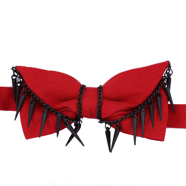 Nœud papillon à chaîne et pompons style punk pour homme