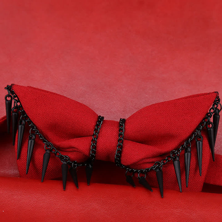 Nœud papillon à chaîne et pompons style punk pour homme