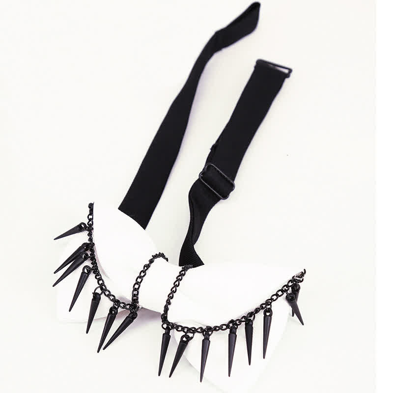 Nœud papillon à chaîne et pompons style punk pour homme