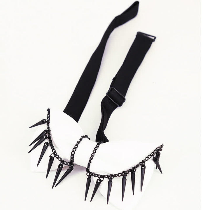 Nœud papillon à chaîne et pompons style punk pour homme