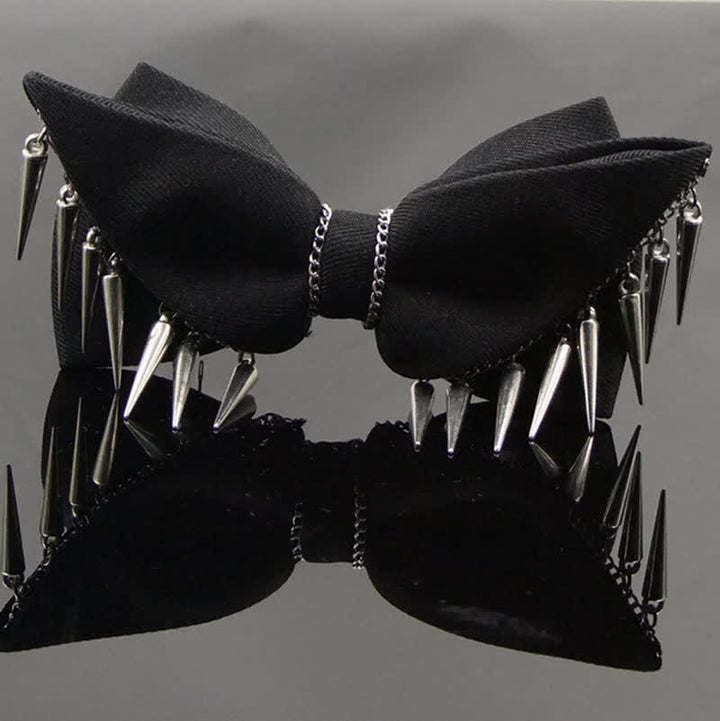 Nœud papillon à chaîne et pompons style punk pour homme