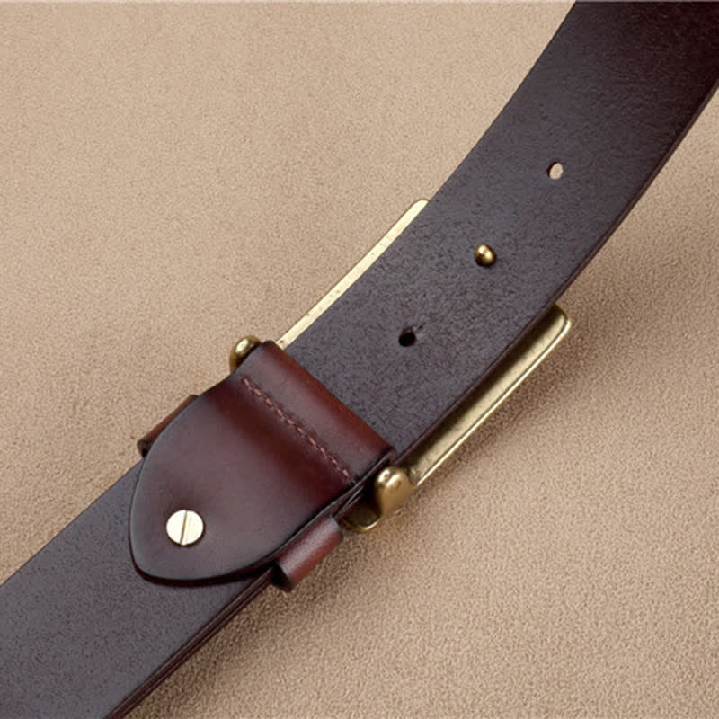 Ceinture en cuir à carreaux géométriques pour homme