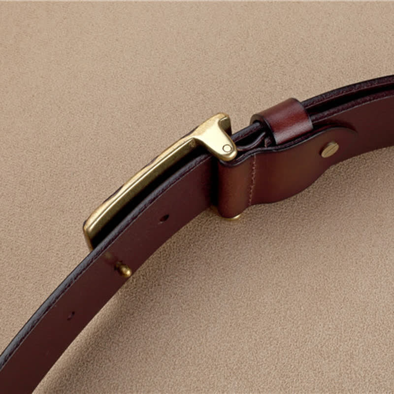 Ceinture en cuir à carreaux géométriques pour homme
