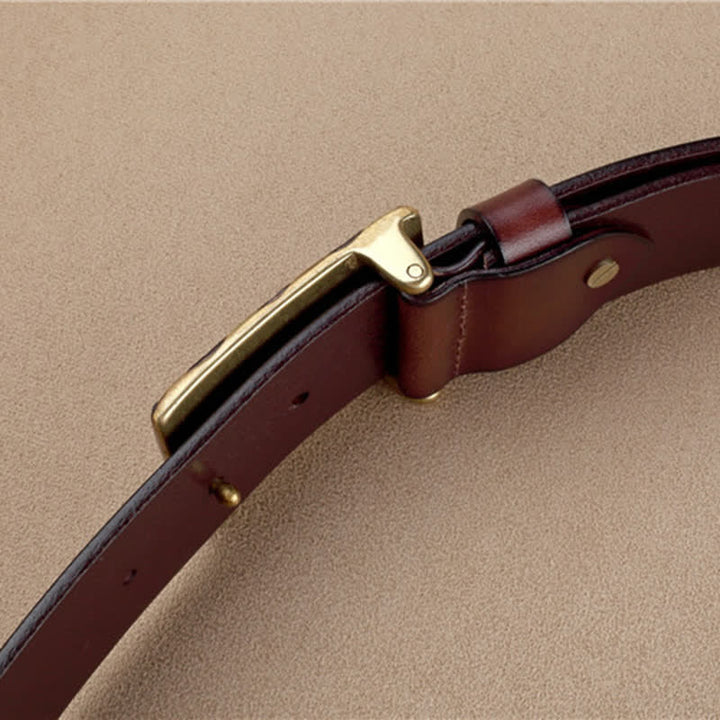 Ceinture en cuir à carreaux géométriques pour homme