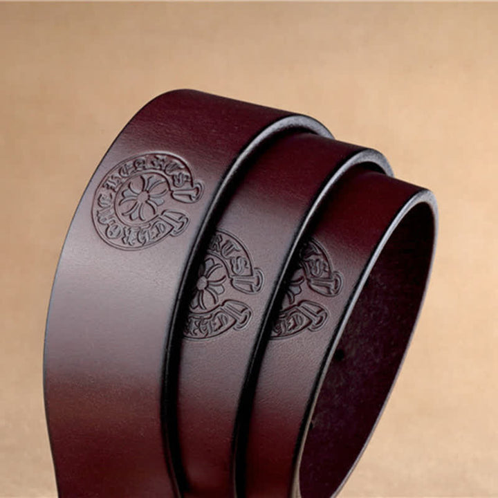 Ceinture en cuir à carreaux géométriques pour homme