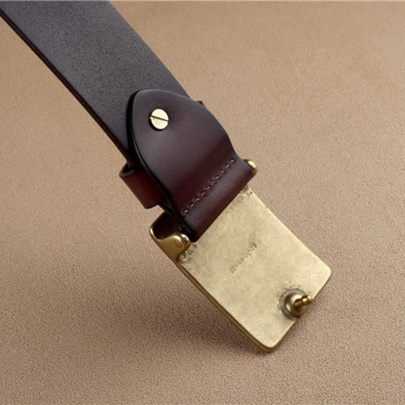 Ceinture en cuir à carreaux géométriques pour homme