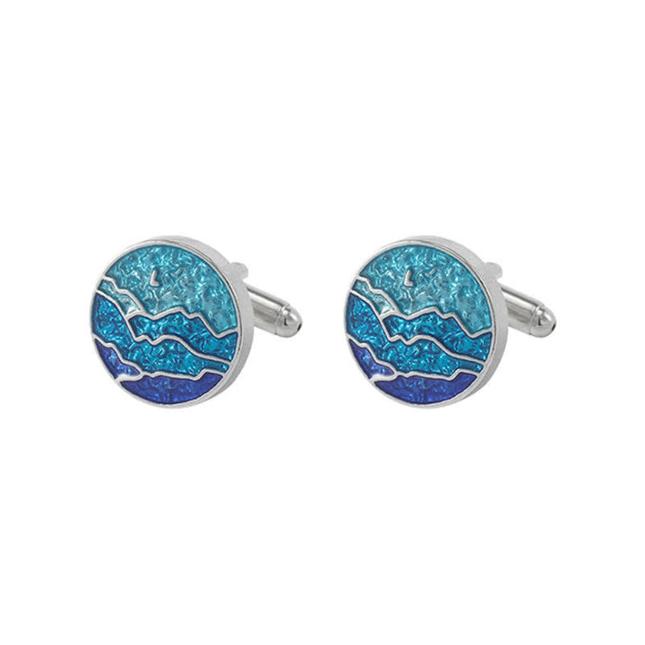 Boutons de manchette classiques en émail bleu pour homme en forme de flocon de neige