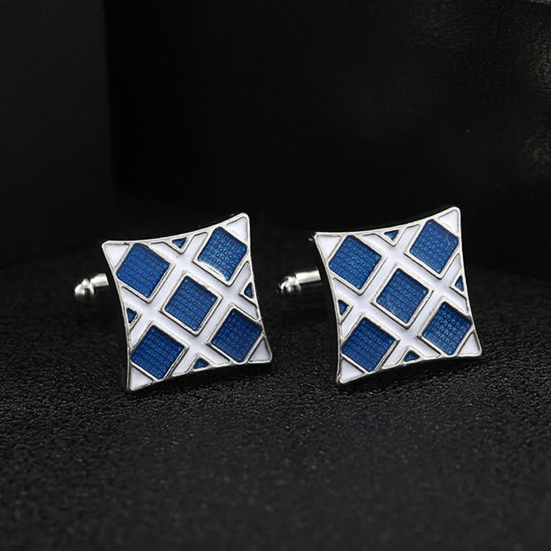 Boutons de manchette classiques en émail bleu pour homme en forme de flocon de neige