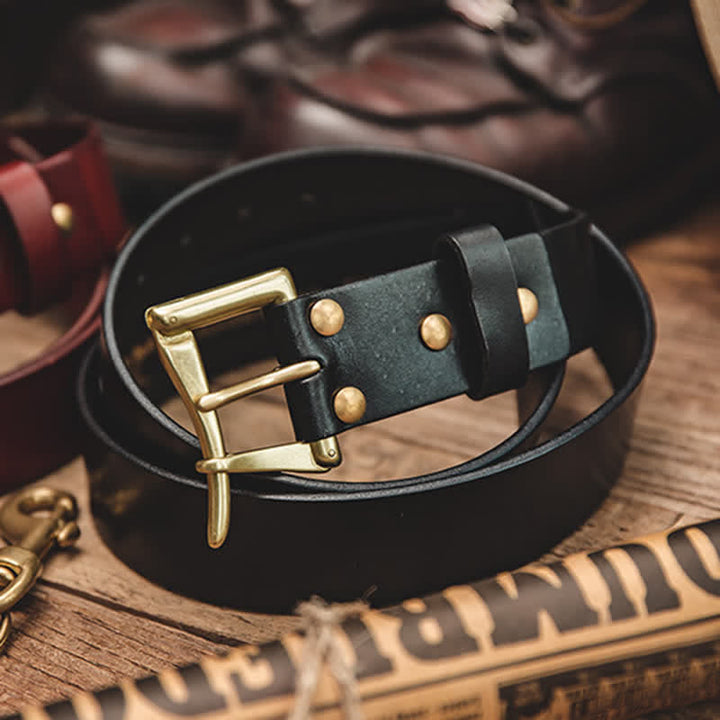 Ceinture en cuir avec boucle en laiton de style luxueux pour homme