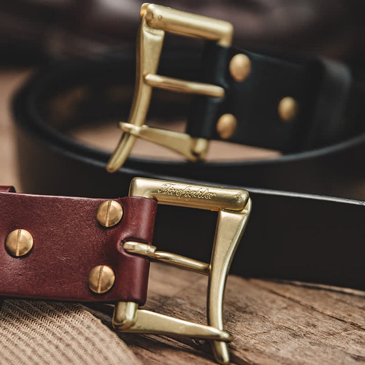 Ceinture en cuir avec boucle en laiton de style luxueux pour homme