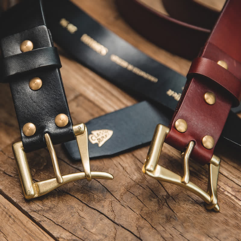 Ceinture en cuir avec boucle en laiton de style luxueux pour homme