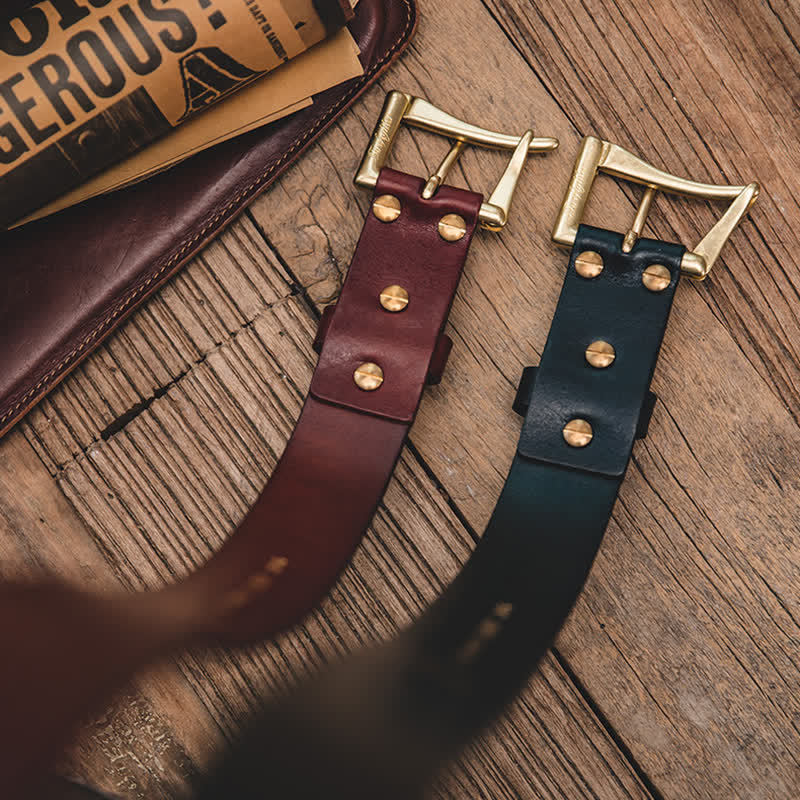 Ceinture en cuir avec boucle en laiton de style luxueux pour homme