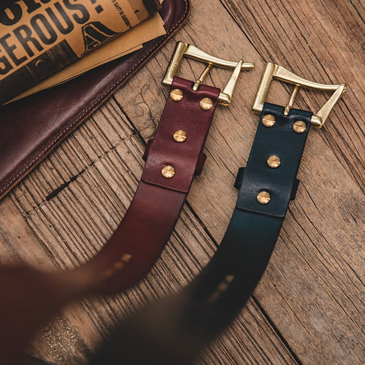 Ceinture en cuir avec boucle en laiton de style luxueux pour homme