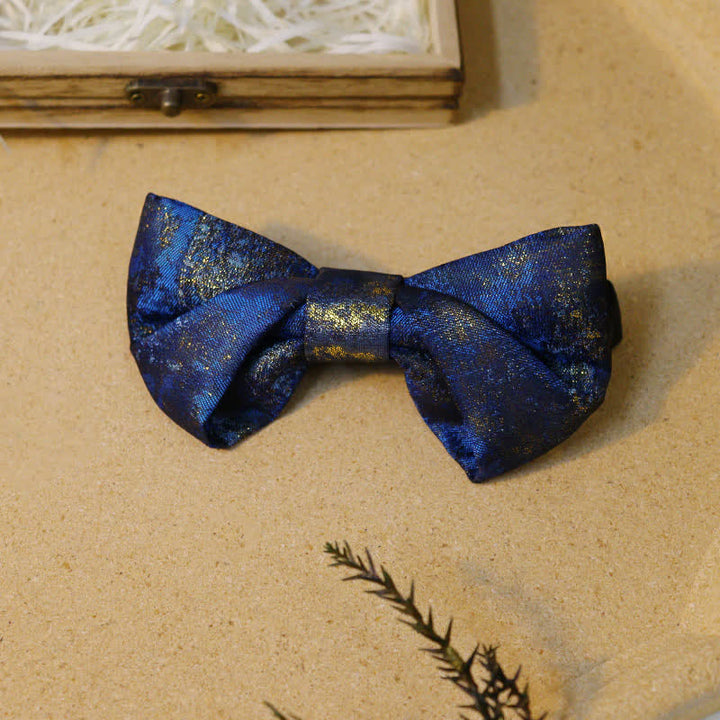 Ensemble de nœuds papillon bleu marine à strass de style gentleman