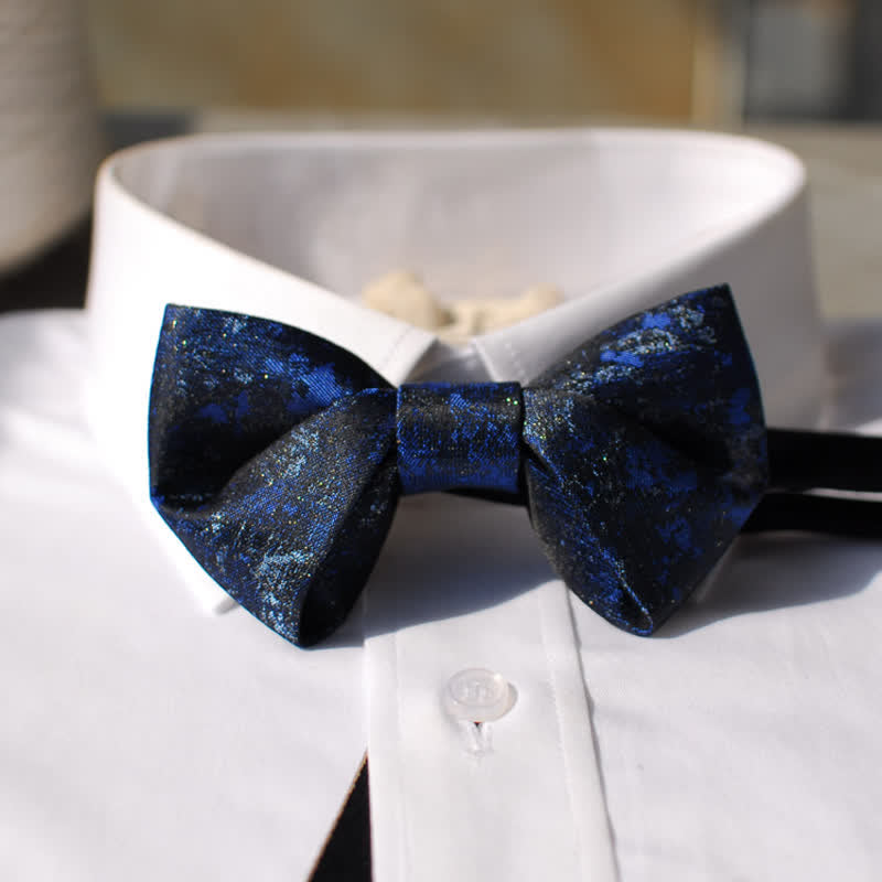 Ensemble de nœuds papillon bleu marine à strass de style gentleman