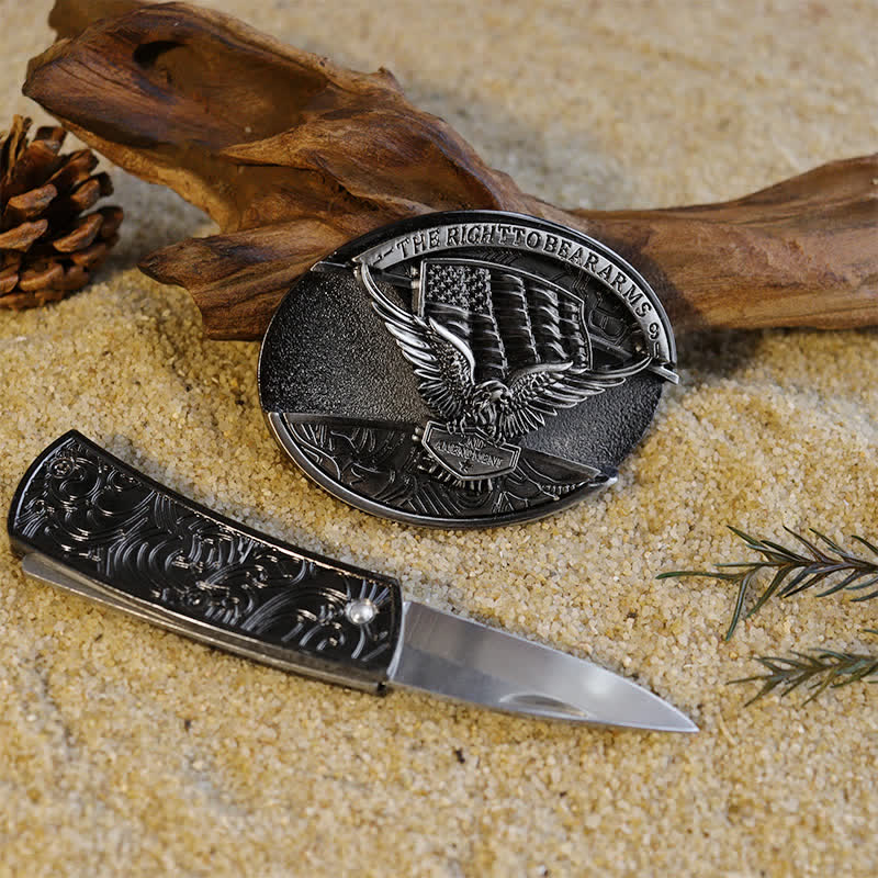 Ensemble de boucles de ceinture en cuir pour hommes, couteau pliant caché à faire soi-même