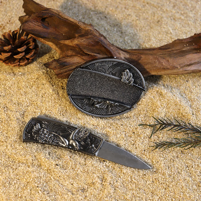 Ensemble de boucles de ceinture en cuir pour hommes, couteau pliant caché à faire soi-même