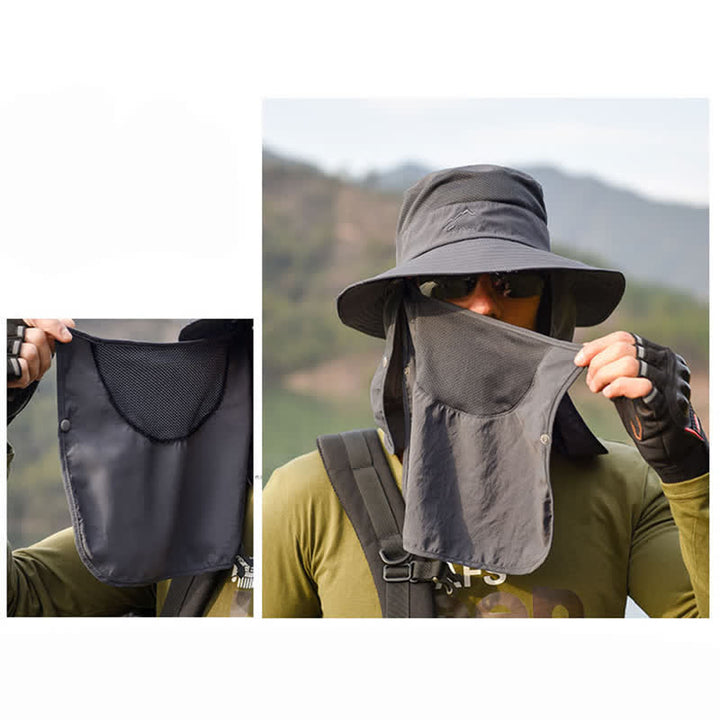 Chapeau de randonnée avec masque facial amovible pour homme