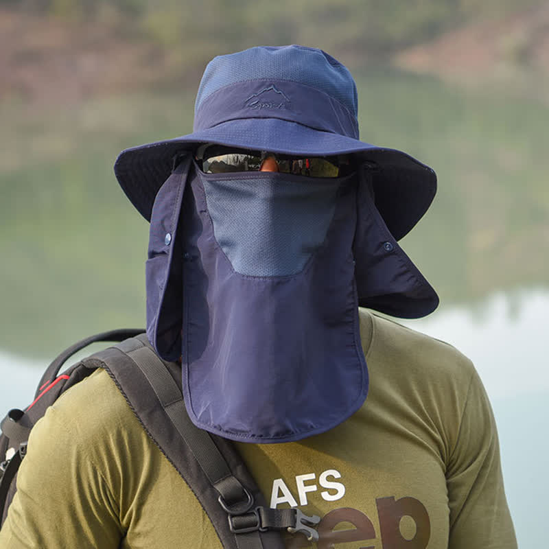Chapeau de randonnée avec masque facial amovible pour homme