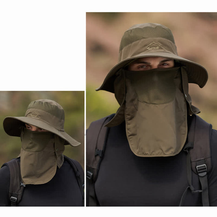 Chapeau de randonnée avec masque facial amovible pour homme