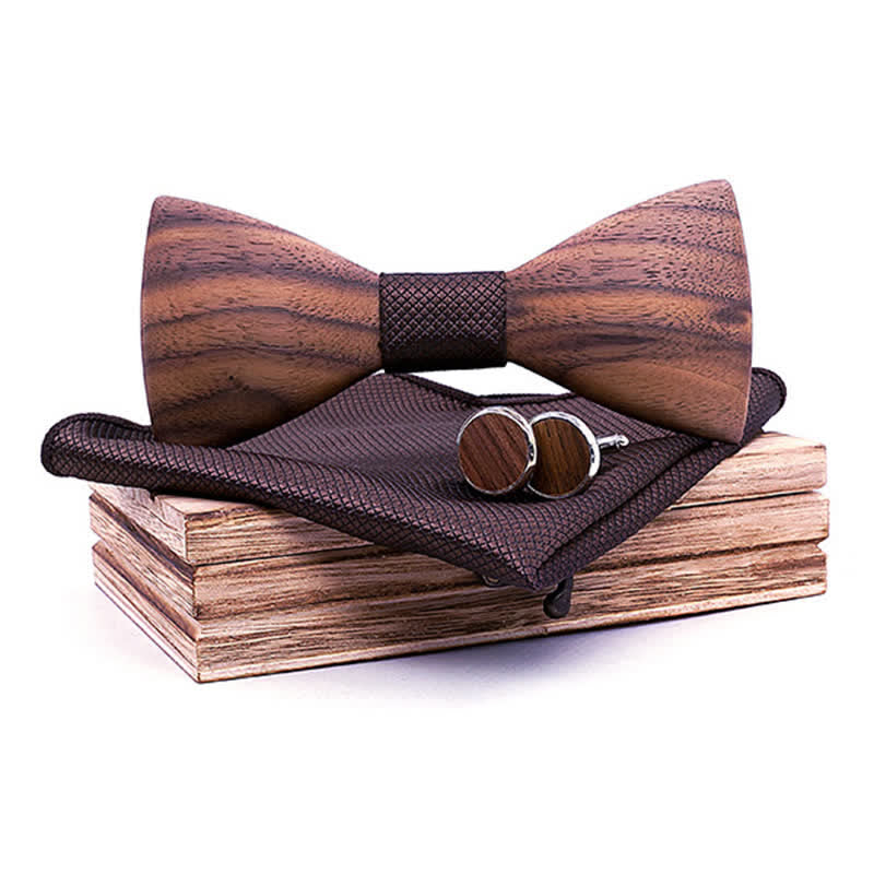 Ensemble de 3 nœuds papillon en bois de noyer noir pour homme