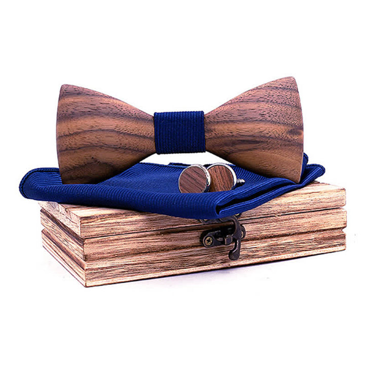 Ensemble de 3 nœuds papillon en bois de noyer noir pour homme