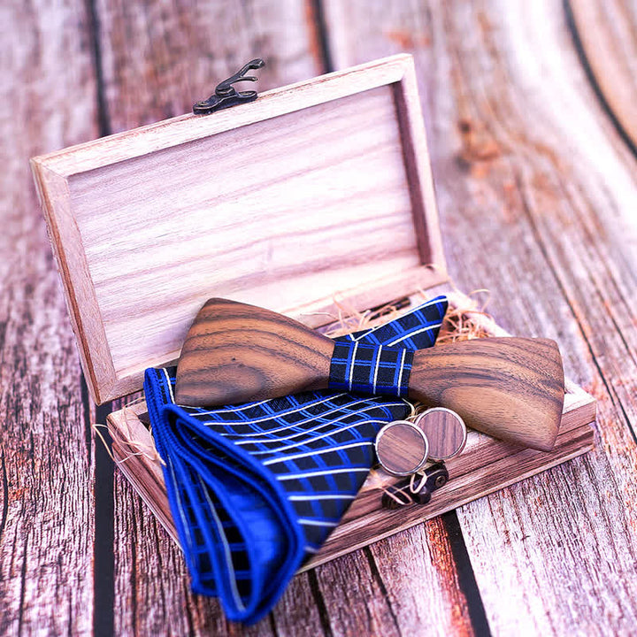 Ensemble de 3 nœuds papillon en bois de noyer noir pour homme