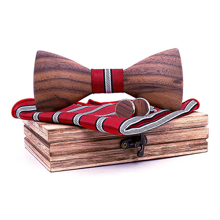 Ensemble de 3 nœuds papillon en bois de noyer noir pour homme