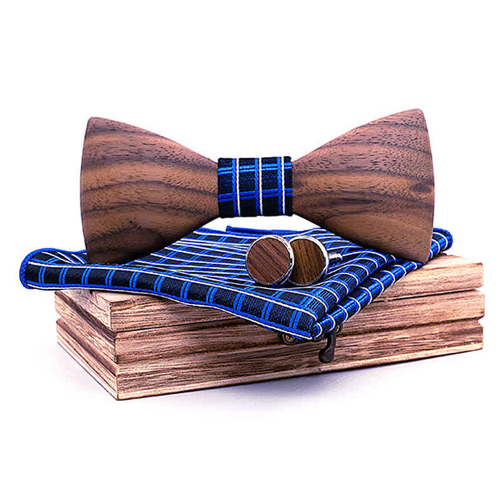 Ensemble de 3 nœuds papillon en bois de noyer noir pour homme