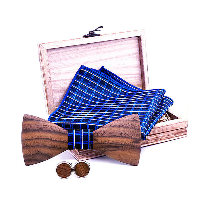 Ensemble de 3 nœuds papillon en bois de noyer noir pour homme