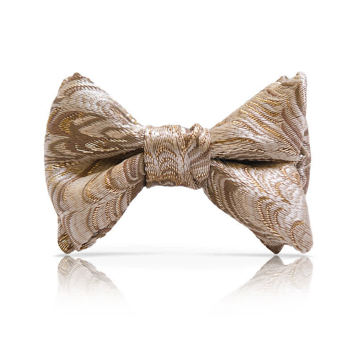 Nœud papillon surdimensionné en jacquard doré de luxe à queue de poisson pour homme