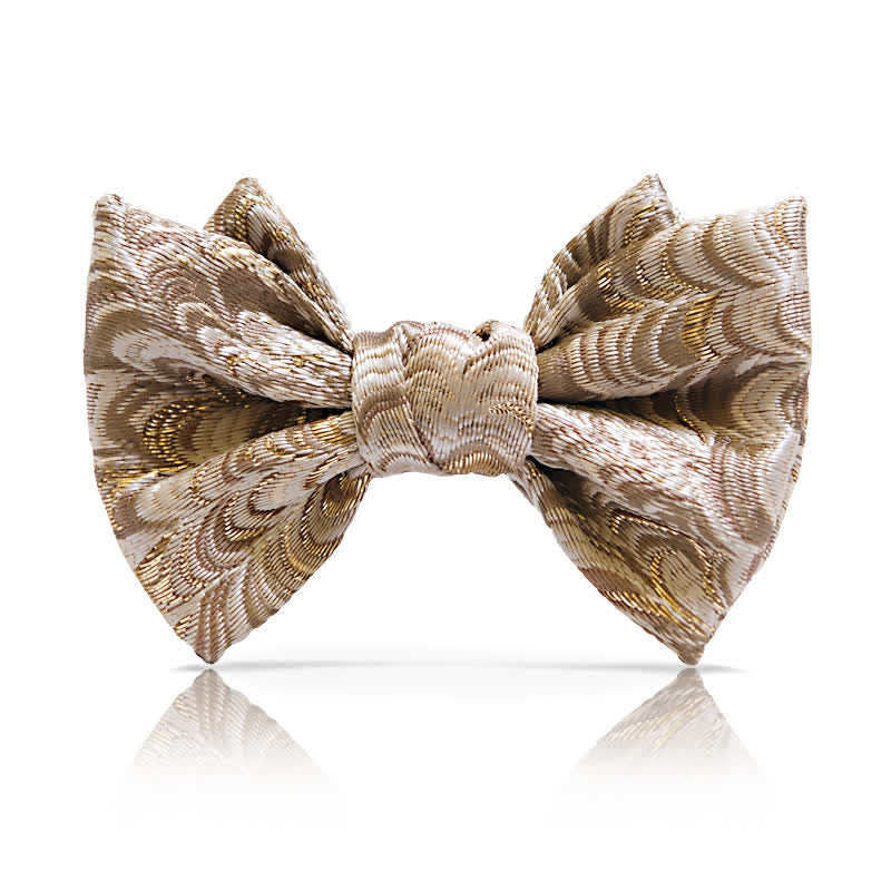 Nœud papillon surdimensionné en jacquard doré de luxe à queue de poisson pour homme