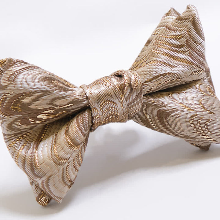 Nœud papillon surdimensionné en jacquard doré de luxe à queue de poisson pour homme