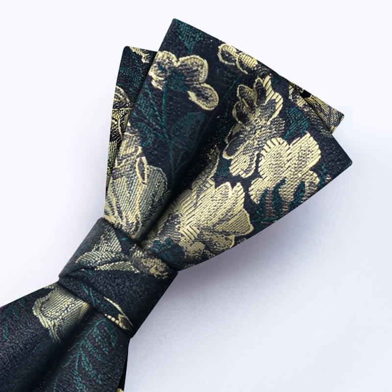 Ensemble de 3 nœuds papillon à fleurs vert foncé pour homme