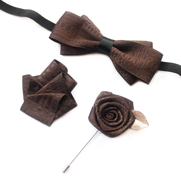 Ensemble de 3 nœuds papillon élégants vintage à lignes sombres pour hommes